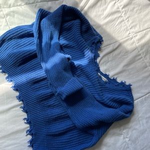 Thick Blue Sweater! Off the shoulder🧚‍♀️